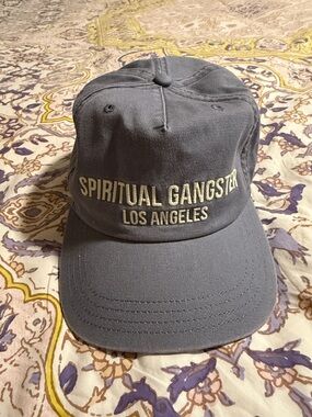 Spiritual Gangster Blue Gray Embroidered Los Angeles Trucker Hat Adjustable